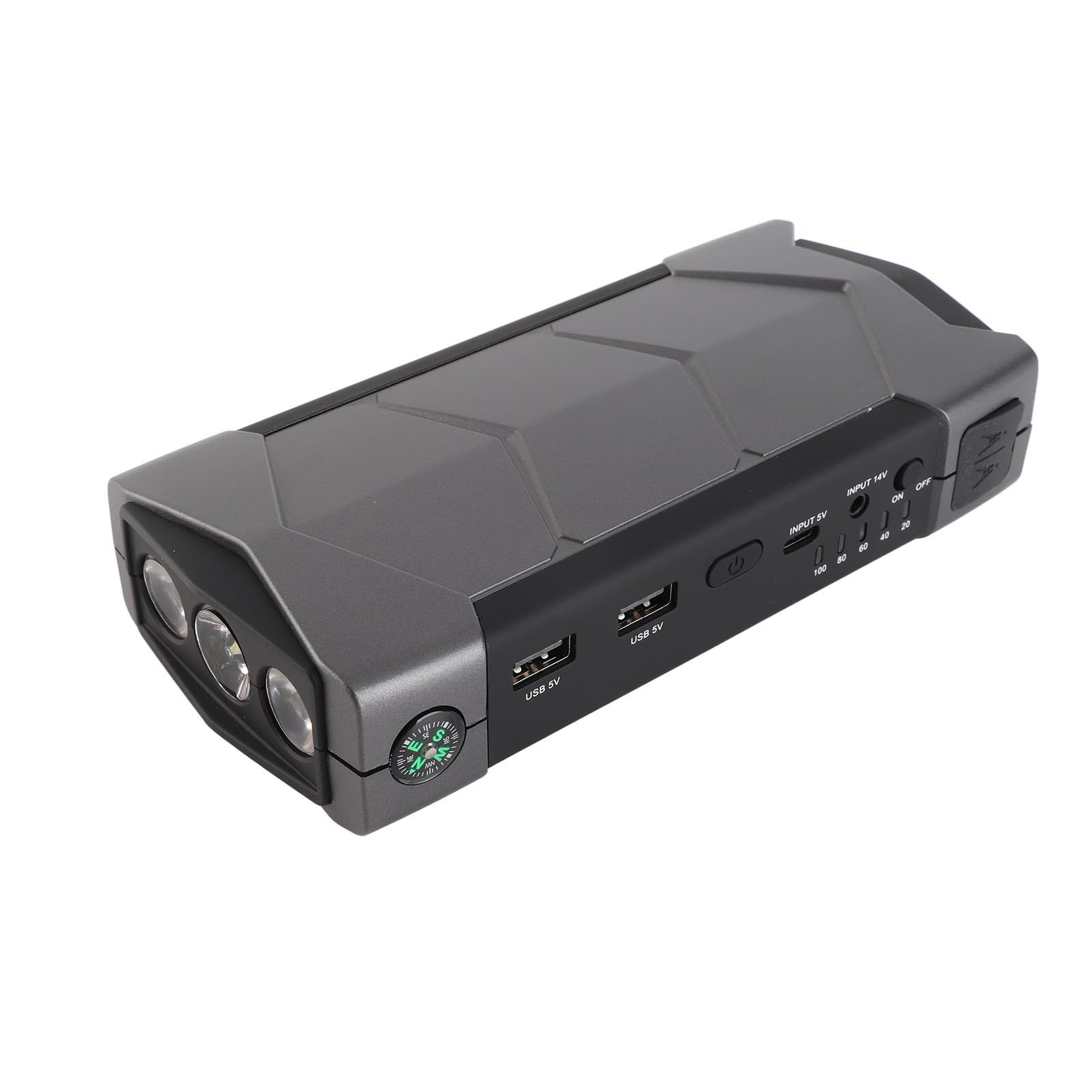 HUIOP Avviatore di emergenza per auto,Avviatore di emergenza per auto 1500 A picchi 10000 mAh con display digitale a LED/Doppia USB/Martello di sicurezza/Luce LED/Protezioni multiple Batteria per