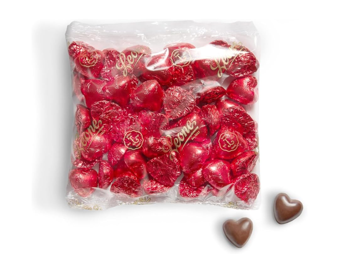 Leone depuis 1857 - Sachet recharge Chocolats en forme de Coeur au Chocolat au Lait fourrés à la Crème au Lait - Collection Love Pattern - 500gr