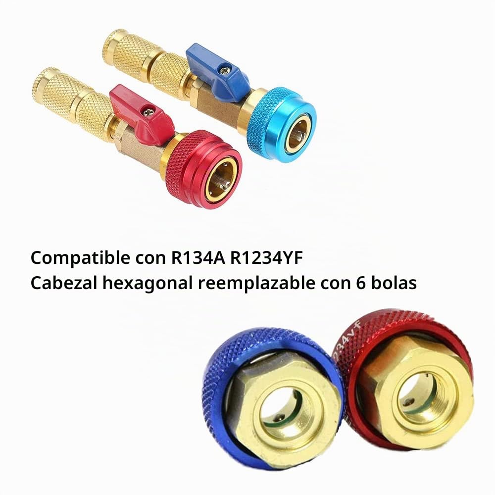 Riloer AC R134A R1234YF Valve Core Tool, Copper Aluminum Alloy High Low Pressure Repair Tool, Valve Core Quick Remover Installer Set for AC