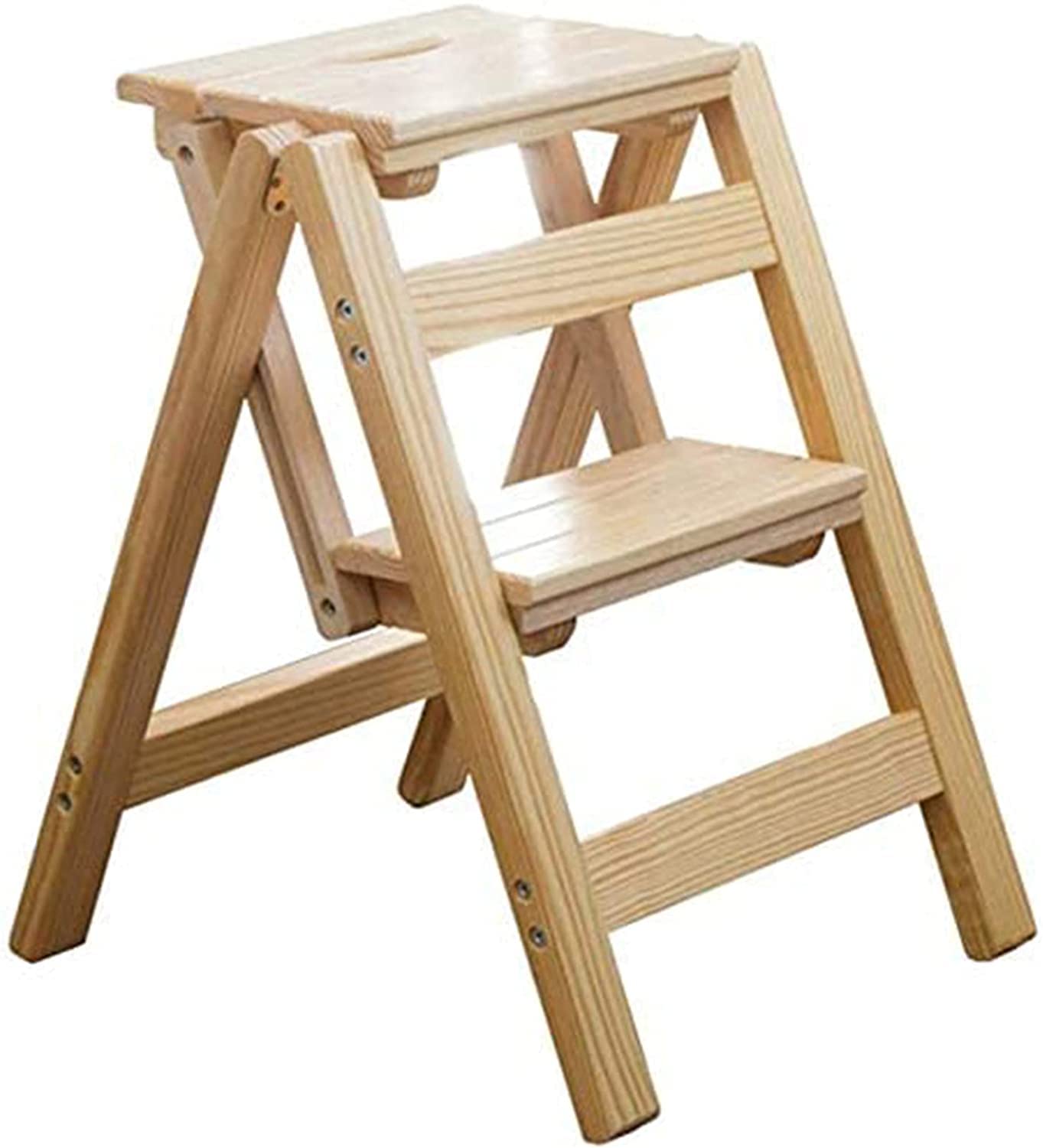Échelle en bois massif premium, tabouret pliant robuste et esthétique pour intérieur épuré