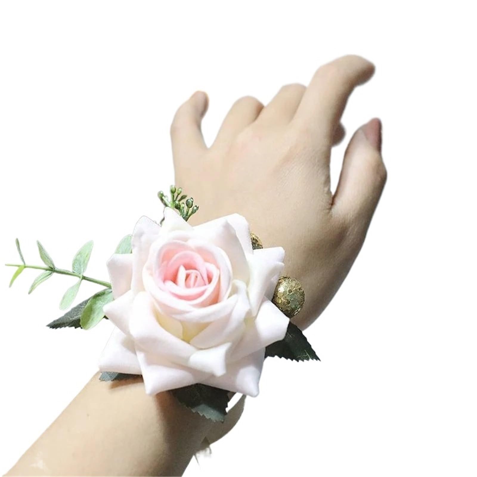 WTAXBH Corsages for Weddings 2pcs Wedding Boutonniere Bride Bridesmaid Wrist Corsage Groom Pins Flower Silk Red Simulation Rose(G)