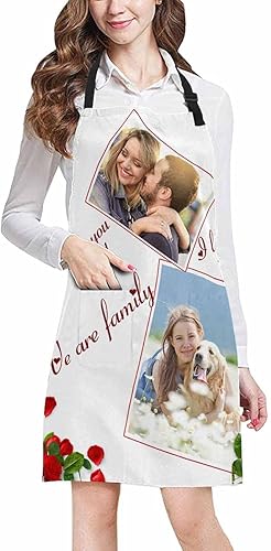 Miniatura 6 de Artsadd Delantal de cocina personalizado con bolsillo exterior, delantal personalizado para tu propia foto, delantal para hornear y cocinar para
