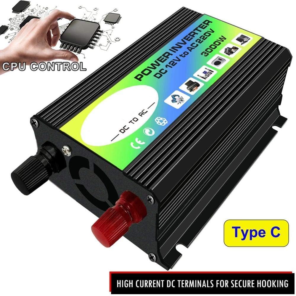Inversor,Inversor Onda Pura 3000W 12V a 220V / 110V ACTUALIZADOR DE POTERA DEL CAPA CONVERADOR ADAPTADOR DE CARGADOR DE USB DUAL USB Transformador de voltaje modificado