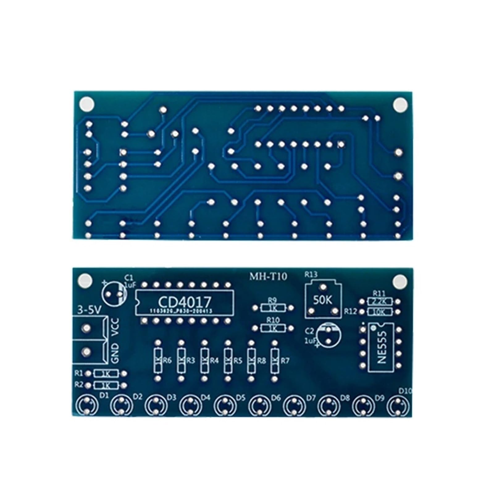 Kit di elettronica NE555+CD4017 Modulo LED a flusso d'acqua leggera Kit fai da te per imparare i principi elettronici, laboratorio per bambini (tipo 2)