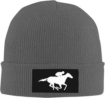 Horse Racing Silhouette Beanie for Men Women Beanie Hats Warm Winter Knit Caps Soft Ski Hat