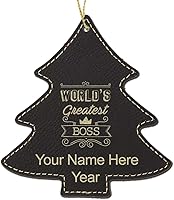 Vista 1 de LaserGram Personalized Christmas Ornament, World's Greatest Boss, Faux Leather, Custom Laser Engraved Gift Idea (Tree Shape, Black)