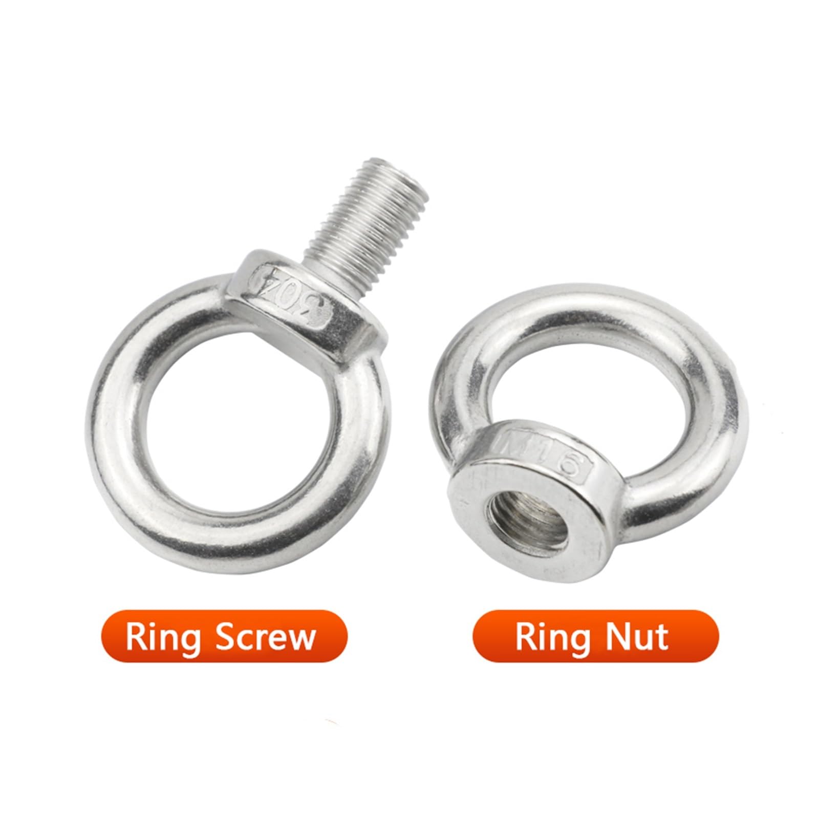 Tuercas de ojo de elevación de acero inoxidable 304/pernos de anillo de tornillos de ojo M3 M4 M5 M6 M8 M10 M12 M14 M16 M18 M20 M24 M27 M30 (Color : Ring Screw, Size : M27)