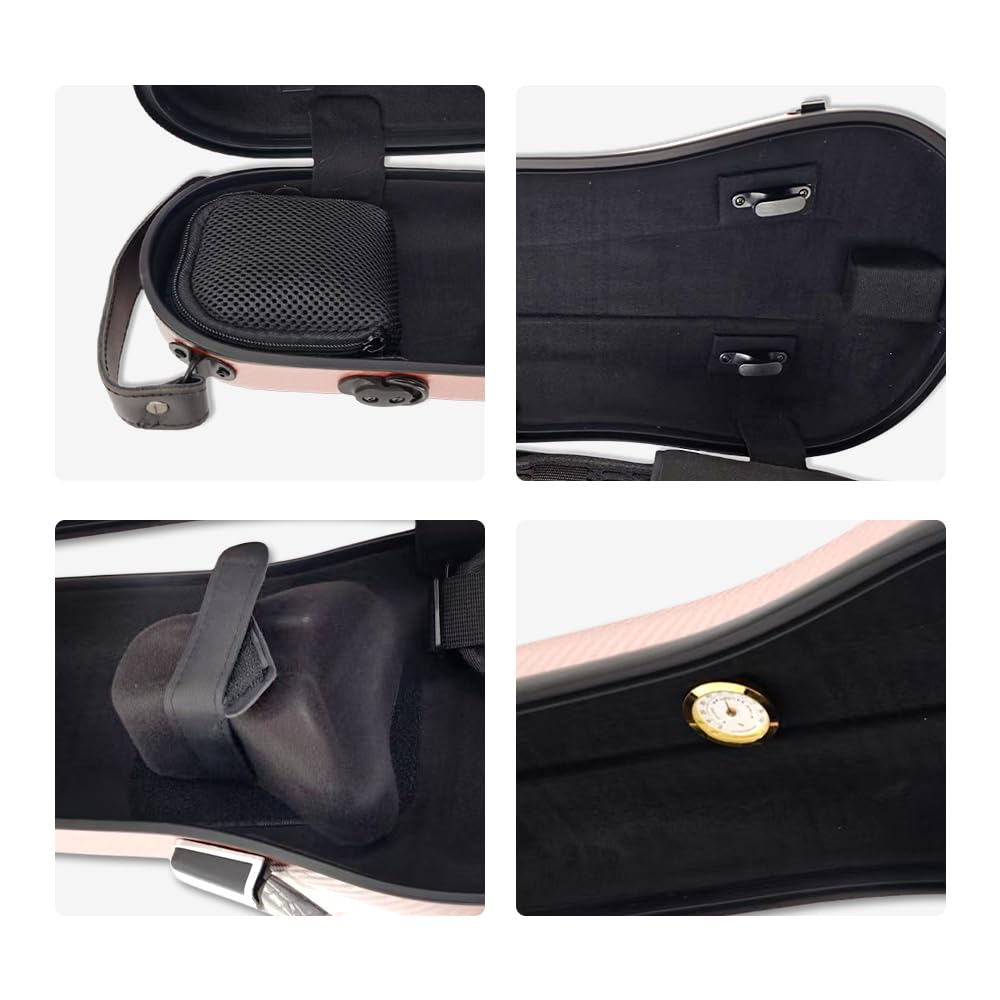 yinfente Estuche para violín 4/4 de tamaño Completo, Funda de violín de Fibra de Carbono Fuerte