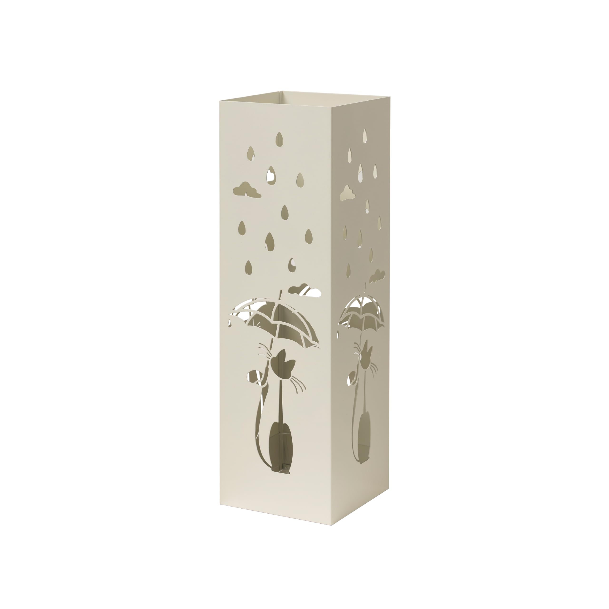 Baroni Home Paragüero Moderno Gato Tallado Lluvia 15,5x15x49 cm Blanco