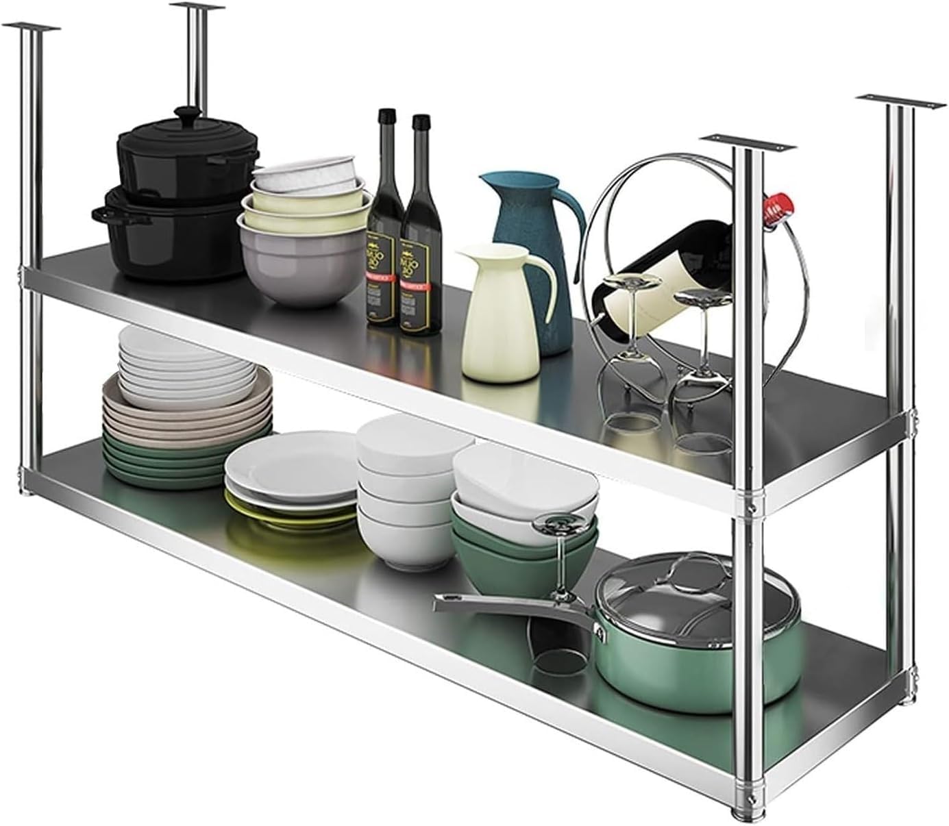 Étagères de cuisine flottantes pour optimiser les petits espaces et ranger les pots