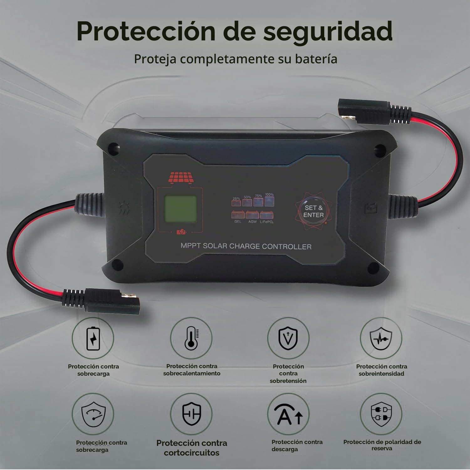 SolaMr 20A MPPT Regulador de Carga Solar 12V/24V Regulador de panel Solar Portátil Inteligente con Pantalla LCD y LED para GEL/AGM/Lead-Acid y LiFePO4 Batería-M2420P
