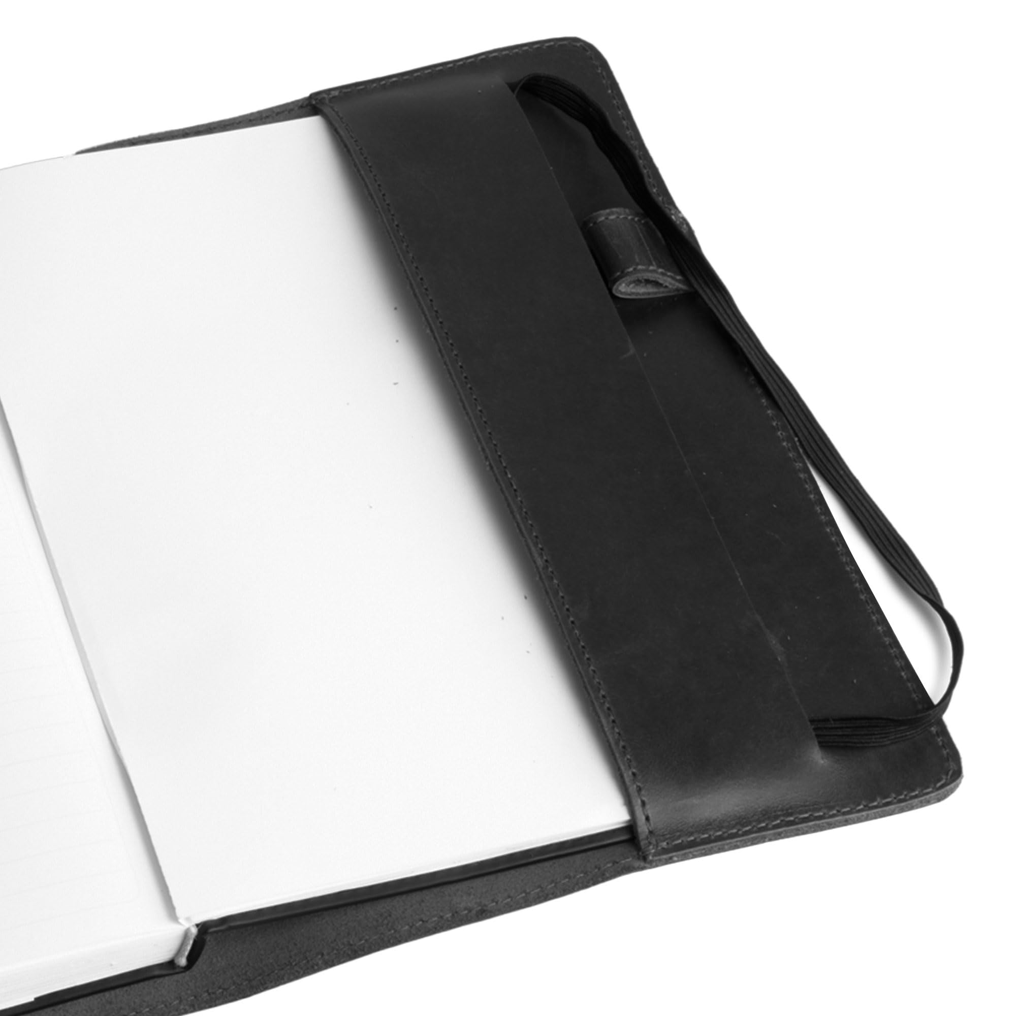 Hide & Drink, Custodia rigida per notebook Leuchtturm A5 (14,6 x 21,0 cm), copertina protettiva per diario, agenda personale, in pelle pieno fiore, accessorio da scrittura fatto a mano (nero antracite