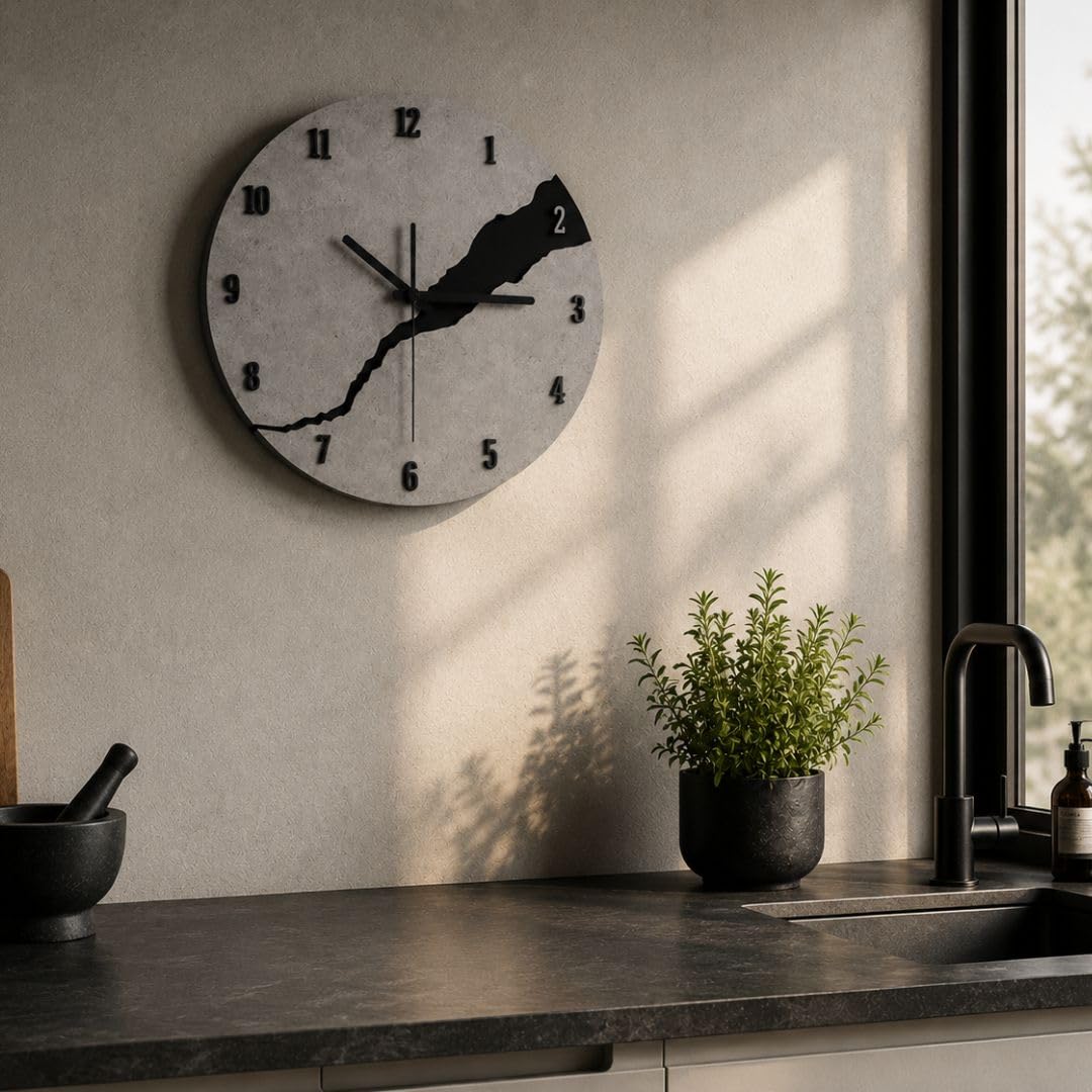 Orologio da parete Grigio Cemento moderno silenzioso 30cm – Orologio di design per Cucina, Soggiorno, Ufficio e Camera