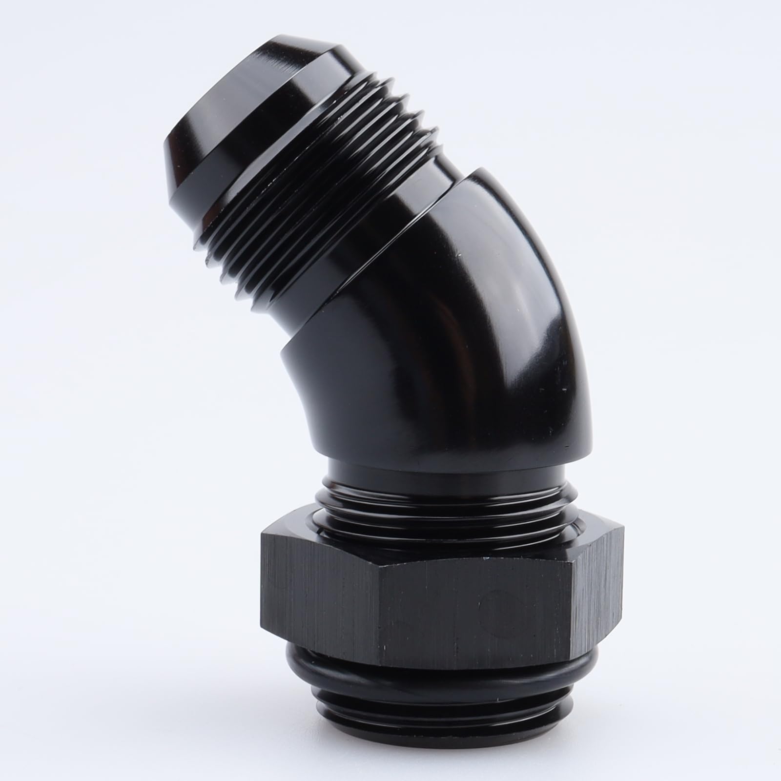AC PERFORMANCE 45 Degree -10 AN Male to -10 ORB O-Ring Port Full Flow Fitting Adapter Aluminum Black