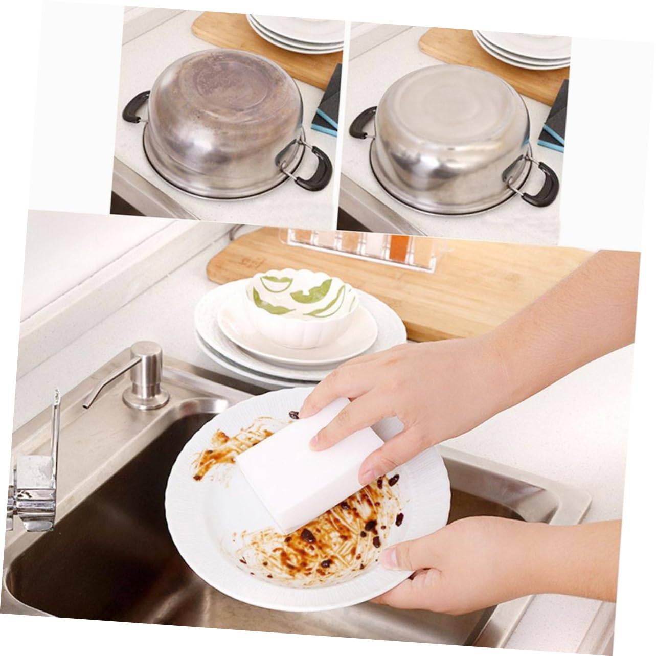 100piezas Nanoesponja Limpiadora De Cocina Esponja Descontaminante Potente para Limpieza Diaria Superficies Duras
