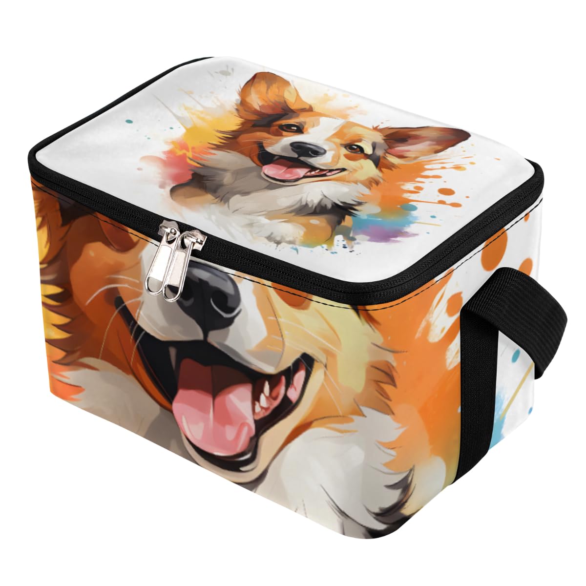 GzLeyigou Lunch Bags for Women Men 9 Cans,Cute Cartoon Corgi Hot & Cold Food Delivery Bag Insulated Grocery Bag Insulated Lunch Box Corgi Cooler Bag for Office Work Picnic Beach