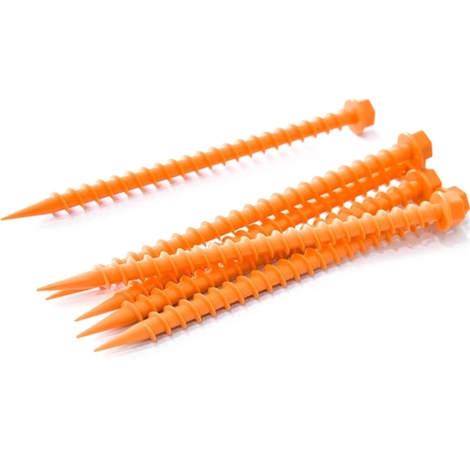 Piquets de Tente Camping, 20 pièces, Clous à vis en Plastique, piquets for la Fixation des tentes, bâches Pluie Plein air pour Camping, Tonnelles(Orange Color)
