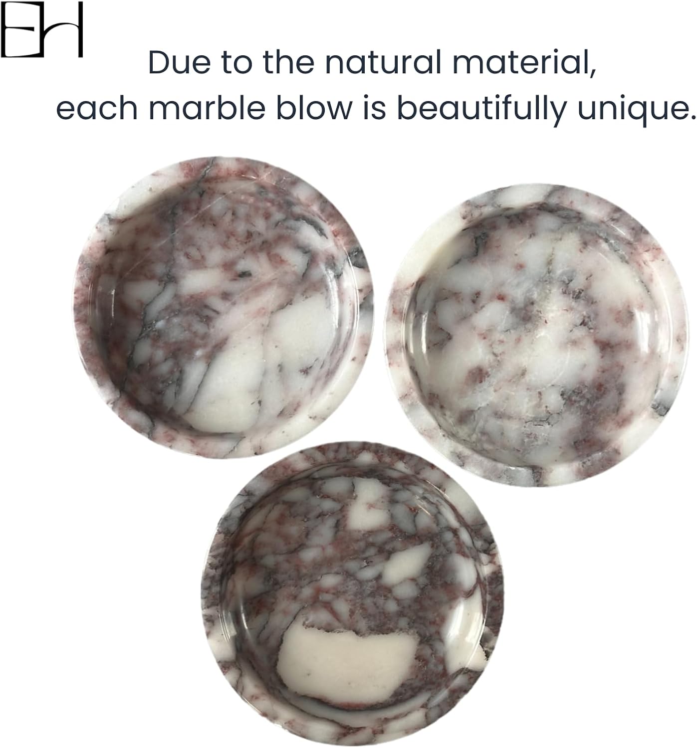 Marble Trinket Dish, Calacatta Marble Tray for Jewelry & Keys, Round Soap Dish & Decorative Stone Bowl Candle Holder for Entryway Table, Bathroom, Vanity (Viola, 5.5 INCH)