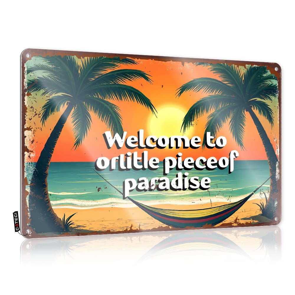 Tin Signs For Man Cave Welcome To Our Little Piece Of Paradise. Tin Sign Bar Accessories Man Cave Tin Sign Funny(30X40CM)