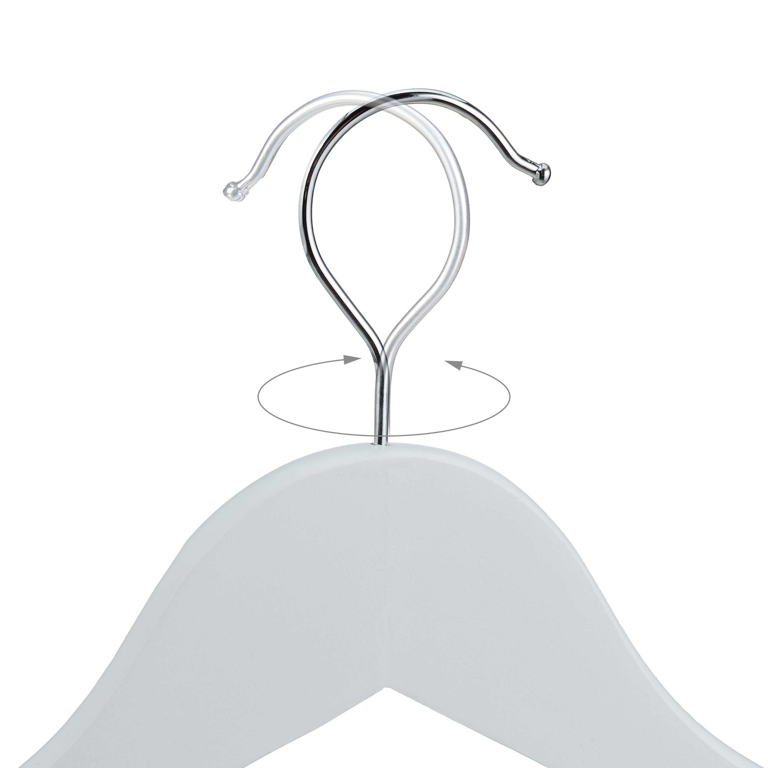 Relaxdays Cintres pour Enfants, Lot de 20 pièces, en Bois, Crochet pivotant, entretoise & encoches, Blanc