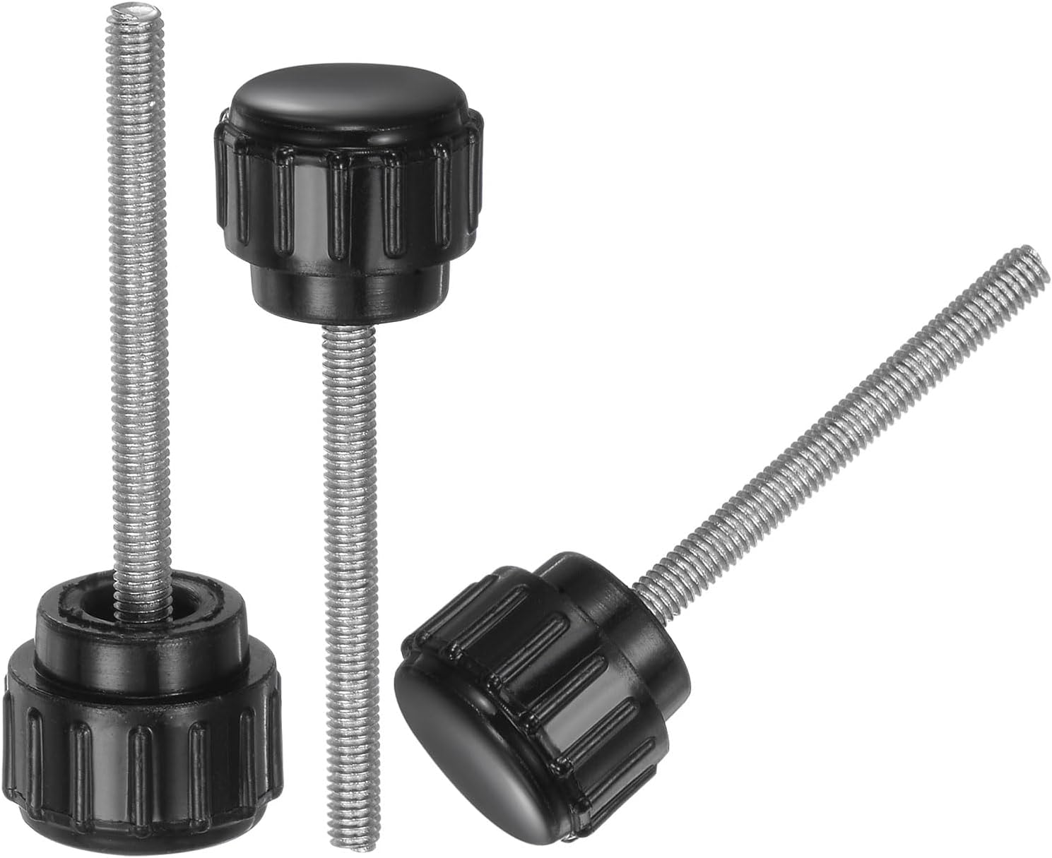 uxcell 20pcs M8 x 40mm Male Thread Knurled Knobs, Thumb Screws Clamping Knobs Grip 25mm Plastic Round Head Hand Knobs Thumbscrews, Black