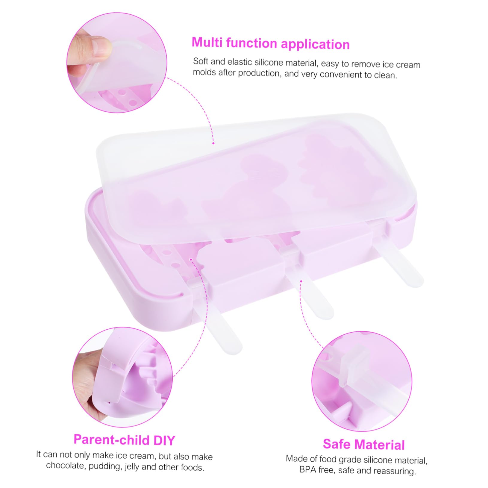SHOWERORO Lot De 2 Moules À Glace En Silicone Pour Garçons Et Filles Modèles De Véhicules Animaux Couvercles