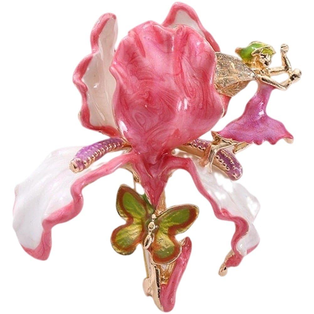 Casiler Vintage Pomegranate Floral Brooch, Lovely Elf Lapel Pin for Womens Office Party Daily Fashion Gift Accessory