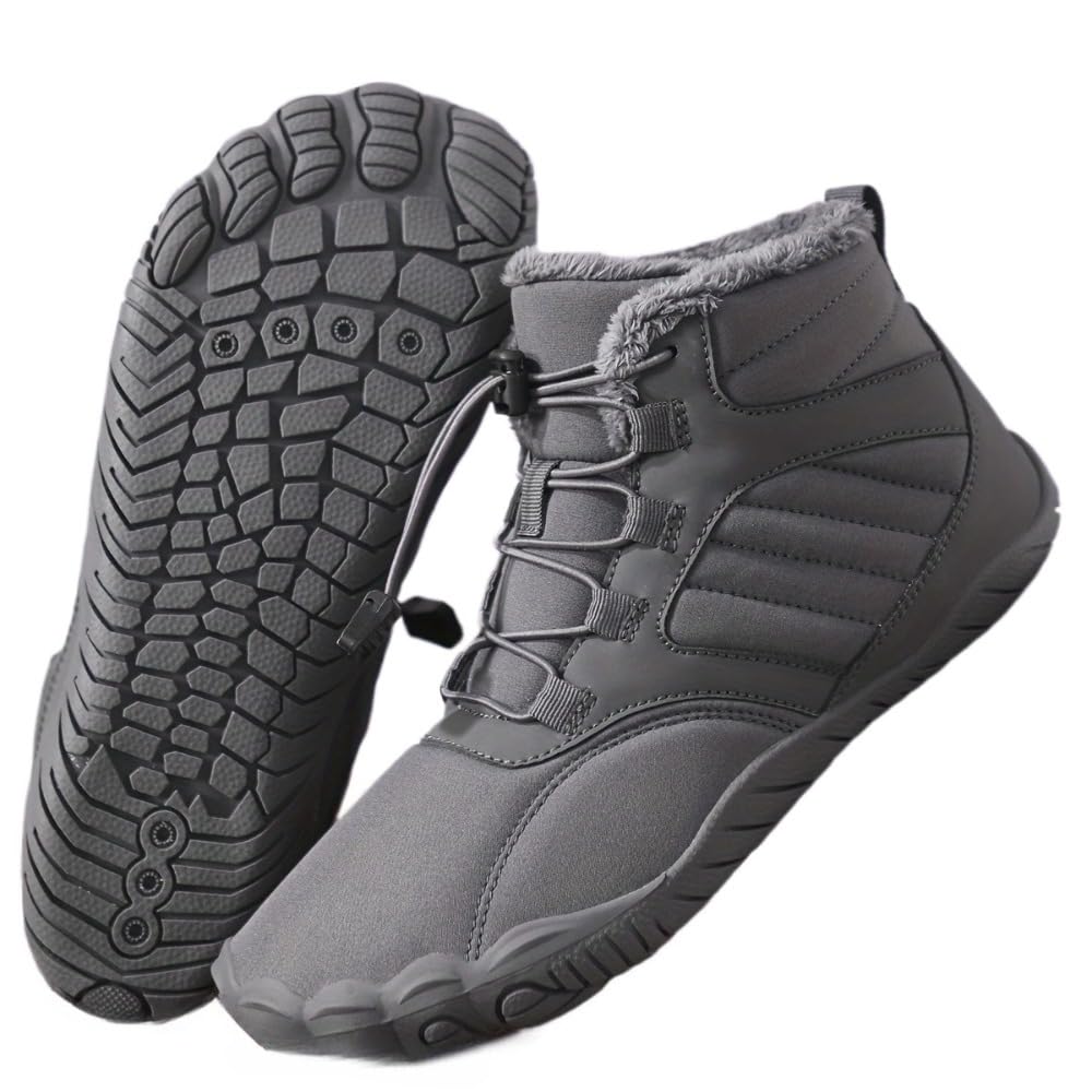 Womens Winter Barefoot Snow Boots High-Top Fur Collar Fleece Lining Slip-Resistant Traction Waterproof Multi-Functional Hiking Gym Yoga Casual