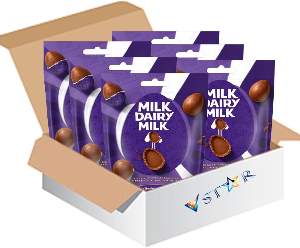 Easter Mini Eggs Variety Bags – Assorted Flavoured Chocolate Eggs with Smooth Melting Centre Bite Size Easter Treats (8 x Bags, Dairy Milk Mini Chocolate Eggs Bag 77g - cdb)