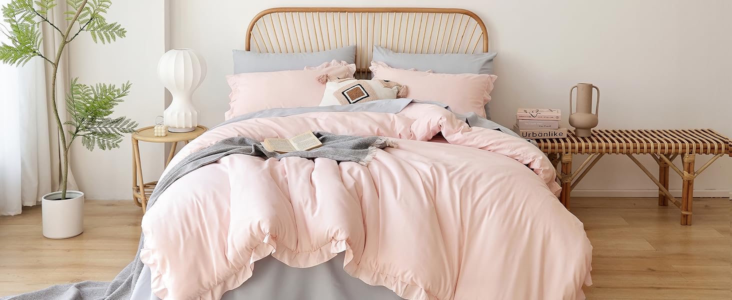 Amazon.com: JANZAA Blush Pink Comforter Set Twin – Soft Microfiber