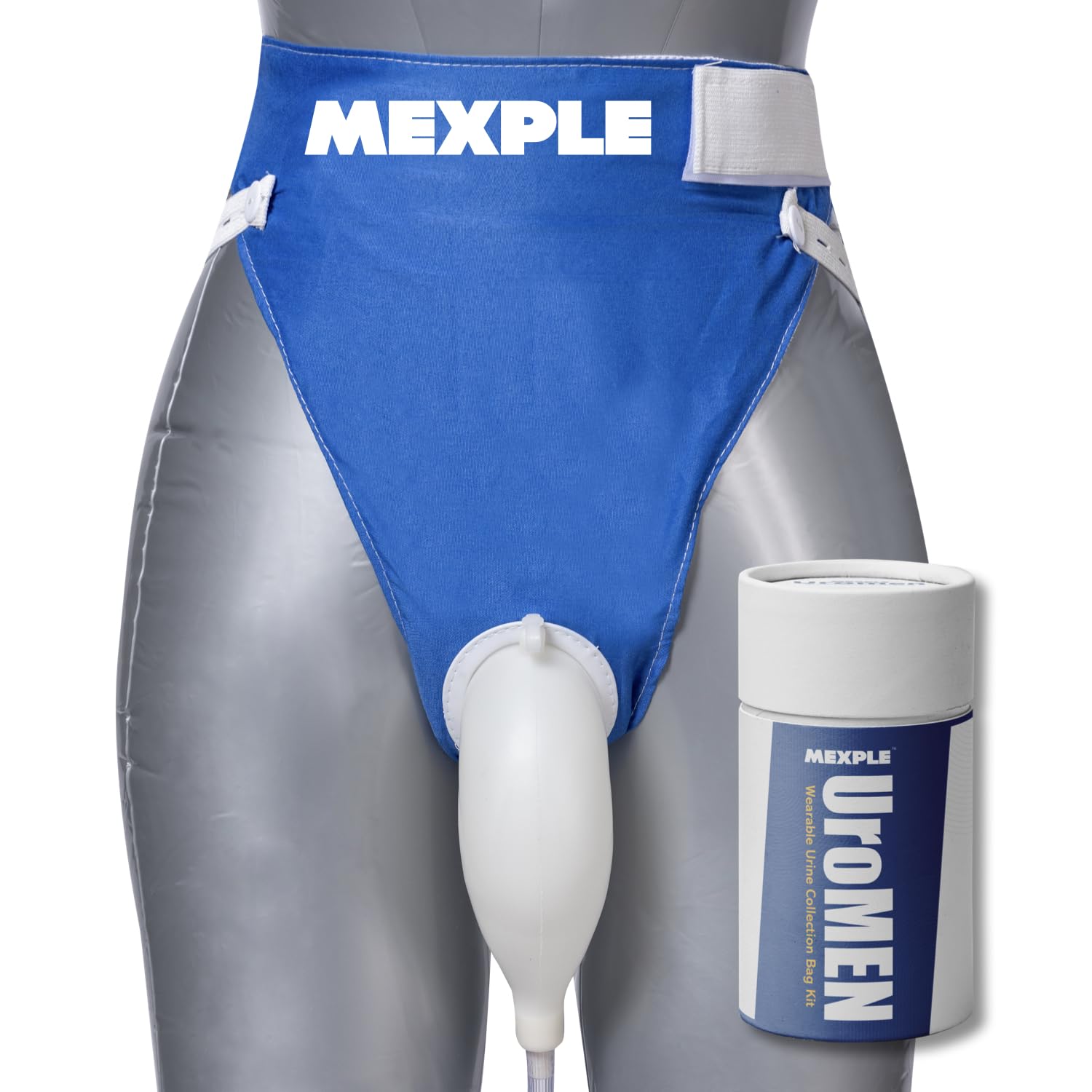 MEXPLE UroMen Wearable Urine Collection BagKit, Urine Collection Bag, Reusable Silicon Urine Bag Urinal Incontinence Set, External Catheter for Men, (1000ml + 2000ml) for Bedridden Patients, Blue