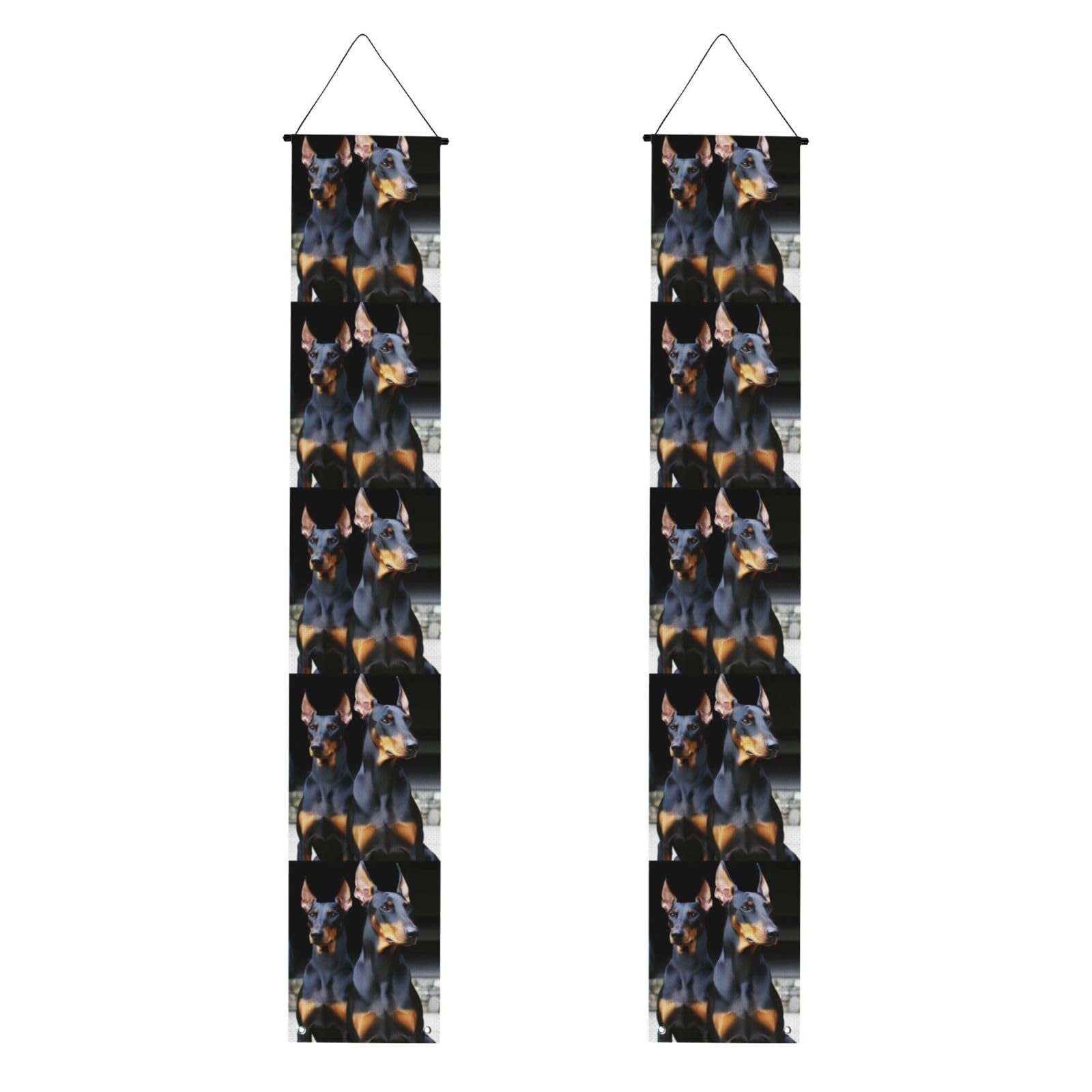 doberman Porch Banner 2PCS, Summer Hanging Flag Party Porch Sign Front Door Hanging Decorations for Indoor Outdoor Holiday Yard Decor Wall Backdrop 71 x 12 Inch