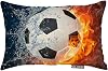 Throw Pillow Cover Cool Soccer Ball Art Amazing Football Fire with Ice Decorative Pillow Case Home Decor 20x12 Inches Pillowcase