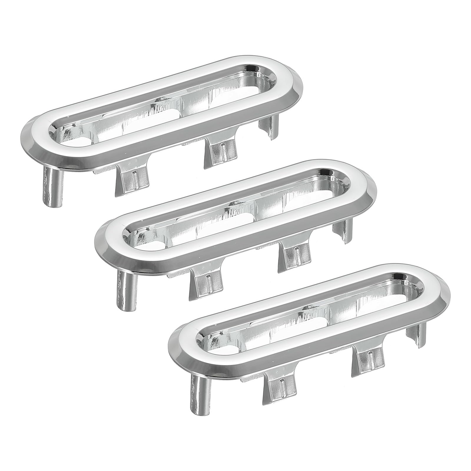 PATIKIL 2x0,7 Pollici Ring di Troppopieno, Lavello Tondo Coperchio Lavabo Bordo Ovale Inserto Plastica Tappi Rotondi Foro per Cucina Bagno, Argento 3 Pezzi