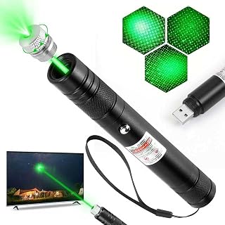 JANHER Long Range High Power Green Laser Pointer - Rechargeable USB Adjustable Focus for Hiking, Presentations, Cat Toy
