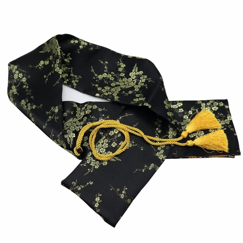 Custodia in seta per wakizashi, tanto o katana giapponese, astuccio lunghezza di 130 cm, di colore nero, per spade giapponesi