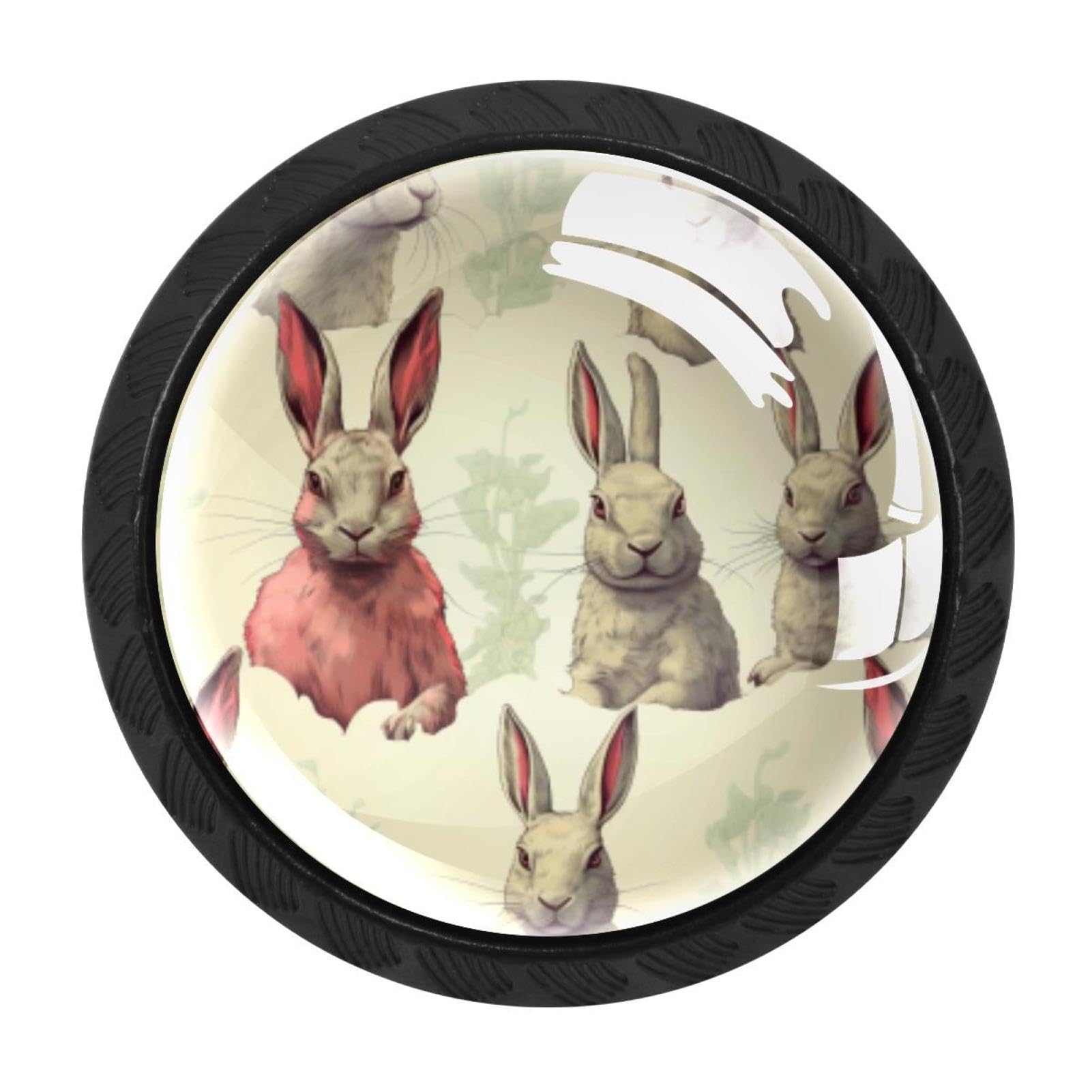 Chenzzzz Multicolored 07 4 Pieces Kitchen Cabinet Drawer Dresser Door Knobs Pulls Handles, Rabbit Bunny