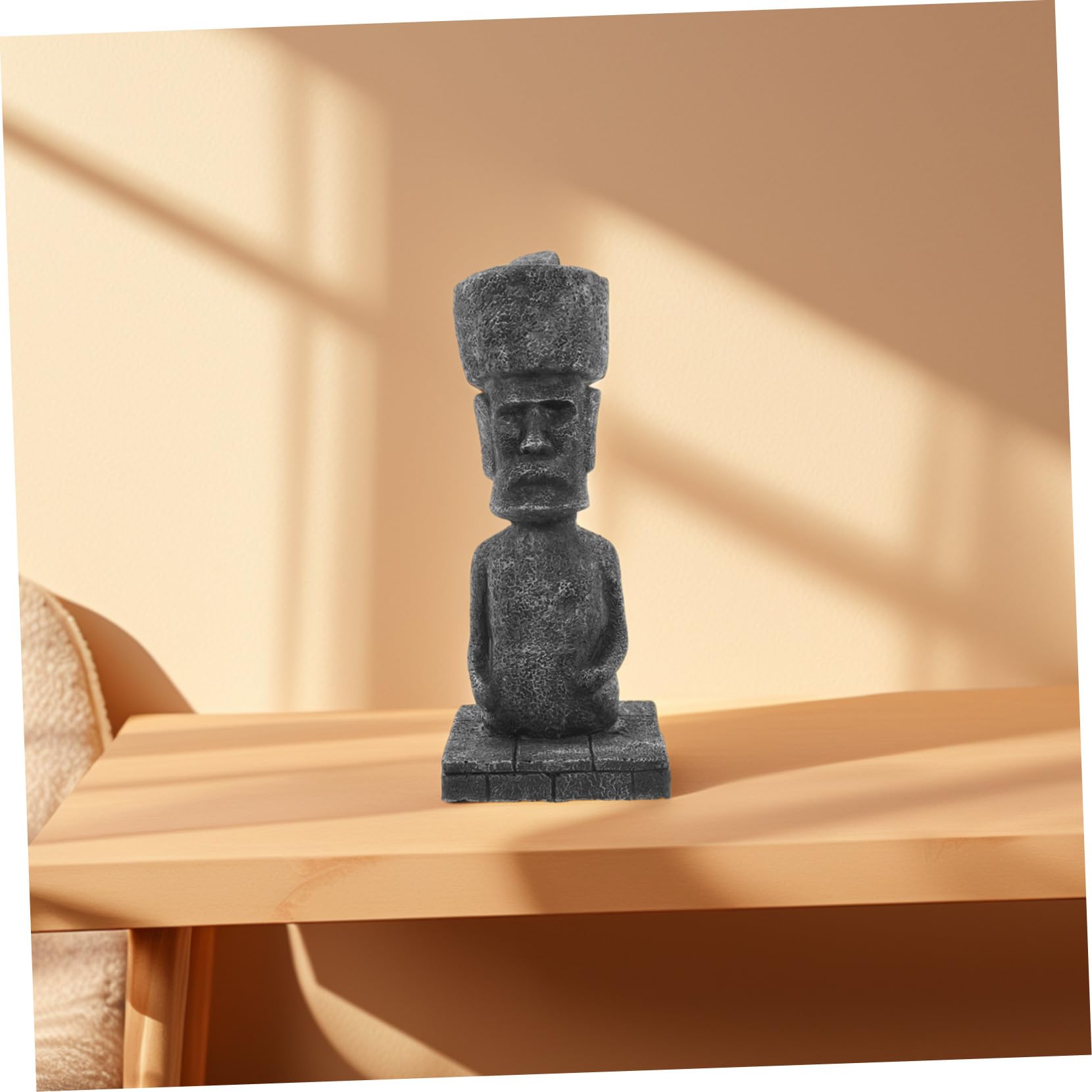 Statua Moai in Pietra Resistente Decorazione Paesaggistica Romana Antica Figurina Artistica per Vasche e Terrari Ornamento Realistico per Appassionati del Passato