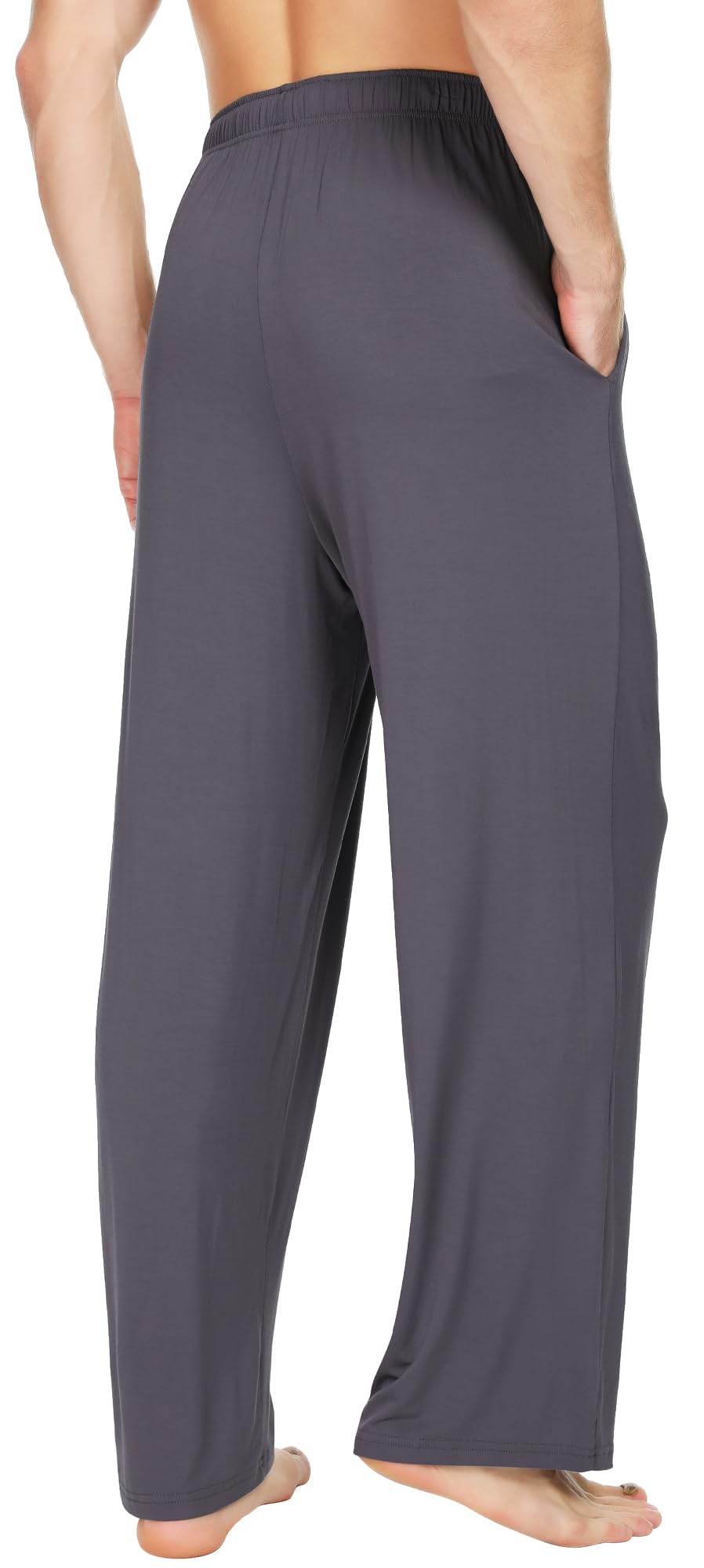 WiWi Pantaloni da pigiama da uomo in bambù, morbidi, pantaloni alti da salotto con coulisse con tasche pantaloni della tuta taglie forti S-4X