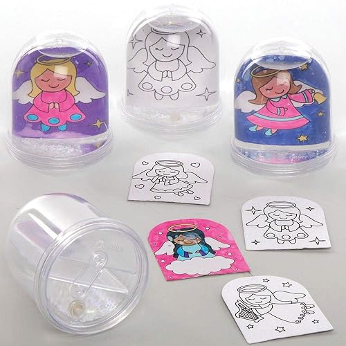 Baker Ross AX384 - Kit de globos de nieve de color ángel en caja de 4, grandes suministros de manualidades y manualidades navideñas para niños esta