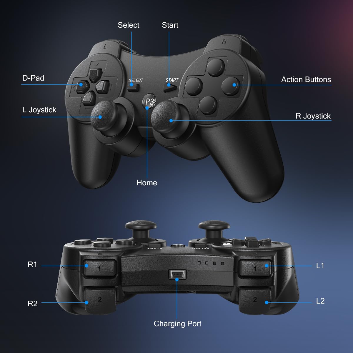 Amazon.com: Yinjie 2 Pack Wireless Controller for PS3, Compatible
