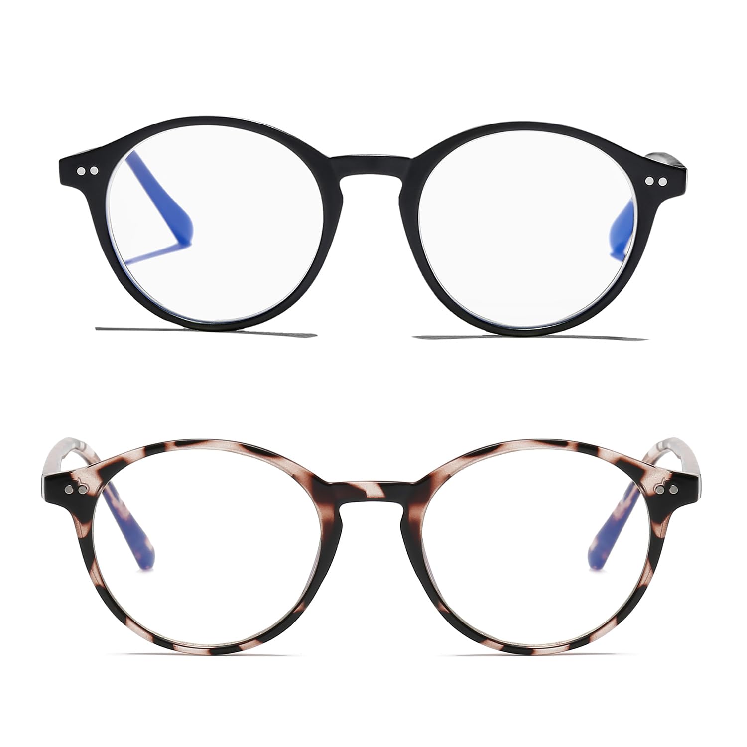 HJSTES Vintage Blue Light Glasses for Women Men Round Bluelight Blocking Glasses Thick TR90 Frame Eyeglasses