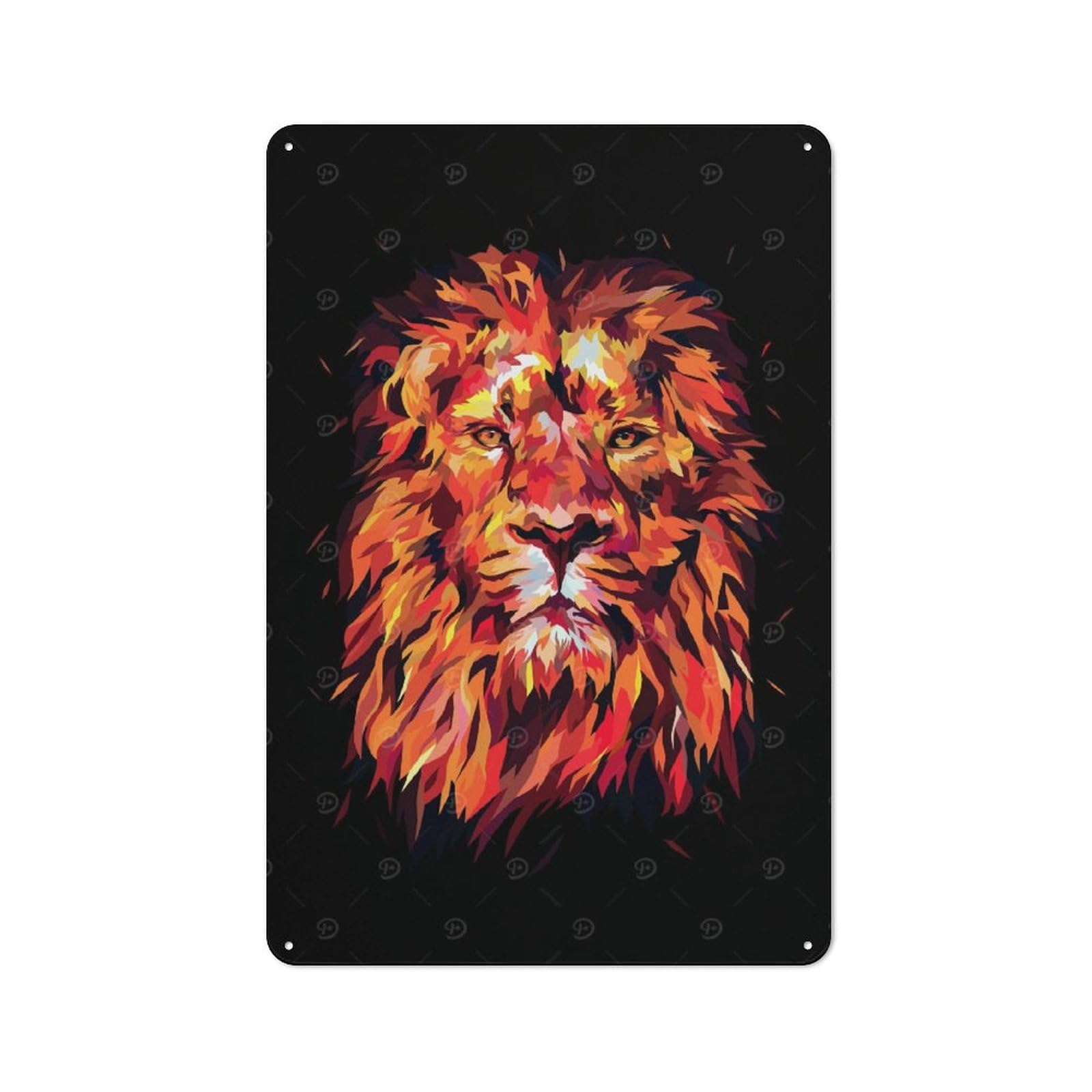 Junmoney Fiery King Lion Vintage Tin Wall Plaque 30X20cm For Hallway Wall, For Kitchen, Dining Room And Home Bar Wall Decor