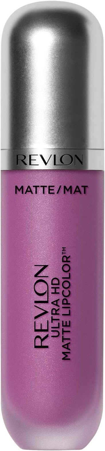 Revlon Ultra HD Matte Lipcolor, Velvety Lightweight Matte Liquid Lipstick in Plum / Berry, Crush (670), 0.2 oz