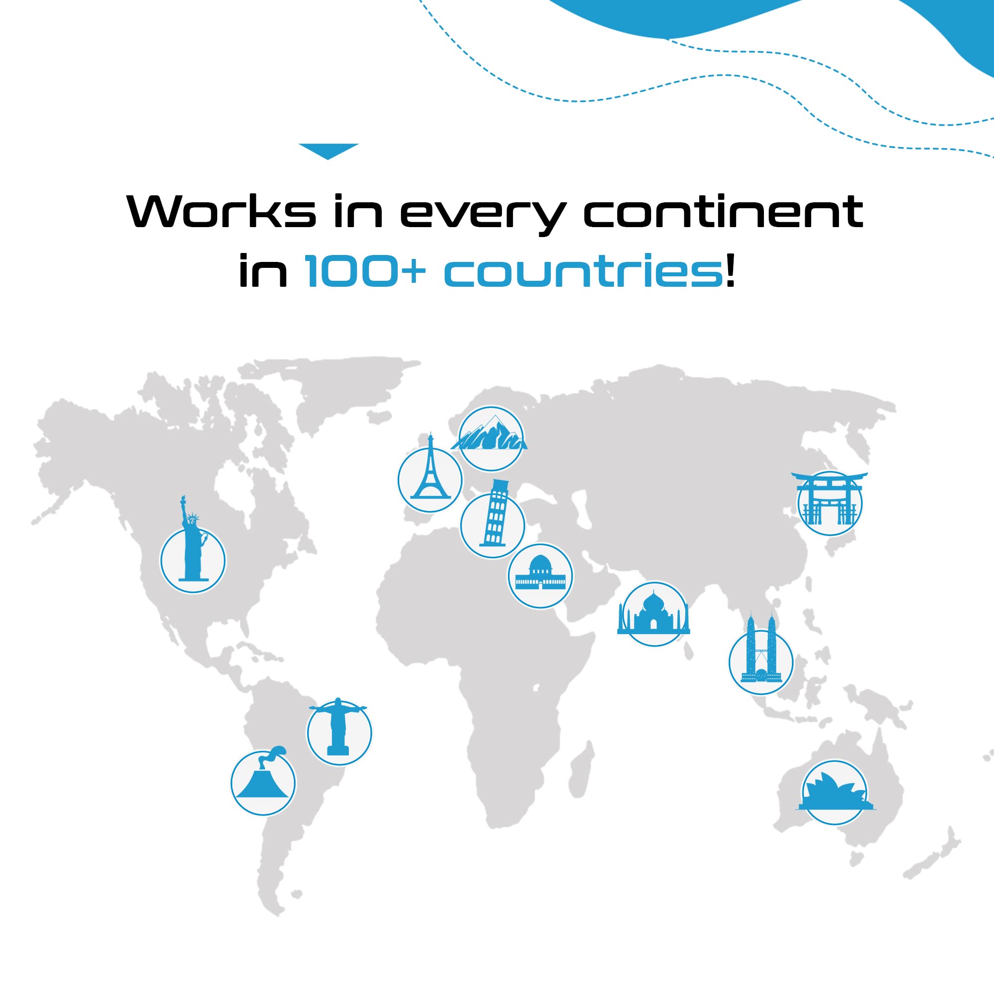 Ceptics Travel Adapter with Types AM Plugs, Travel Plug Adapter Set