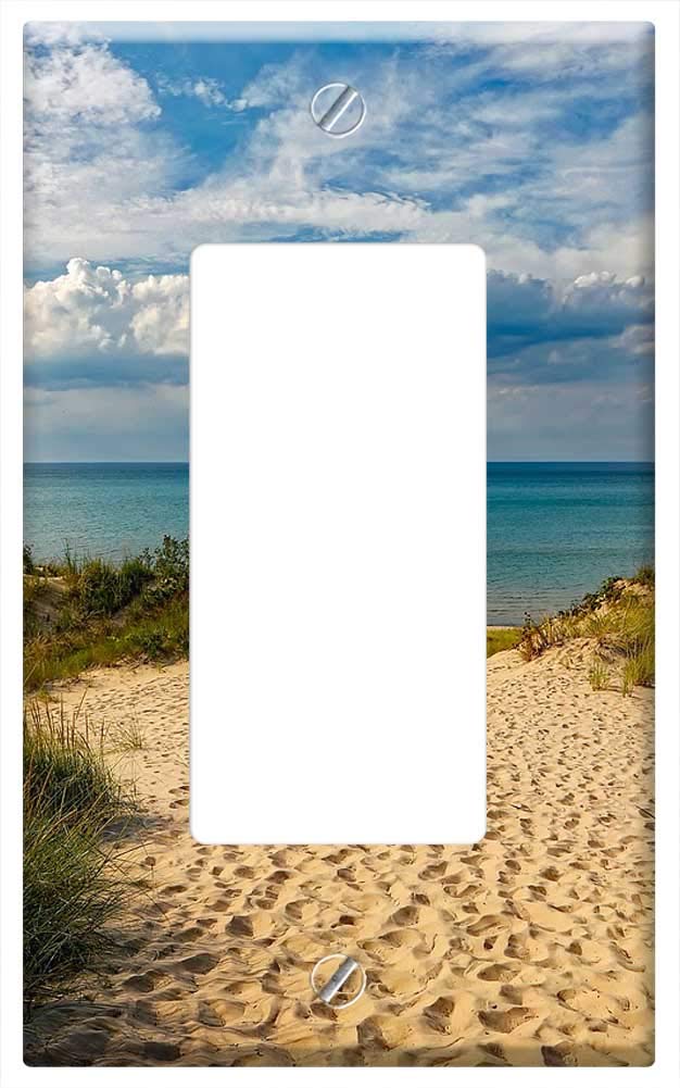 Switch Plate Single Rocker/GFCI - Indiana Dunes State Park Beach Lake Michigan Sky 1
