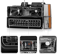 Vista 4 de ACANII - Para 1988-1993 GMC Sierra Chevy Silverado CK C10 faros ahumados+luces LED de señal de parachoques 4 piezas izquierda + derecha
