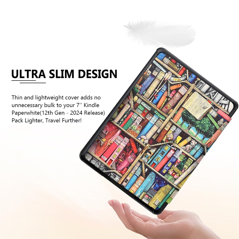 SCSVPN Schutzhülle für Kindle Paperwhite der 12. Generation und Kindle Colorsoft Signature Edition 2024, leicht, Premium-PU-Leder, Handschlaufe, automatische Wake/Sleep-Funktion