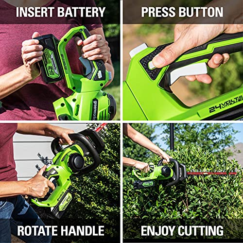 Image of Greenworks 24V 22 inch Cordless Laser Cut Hedge Trimmer, Tool Only