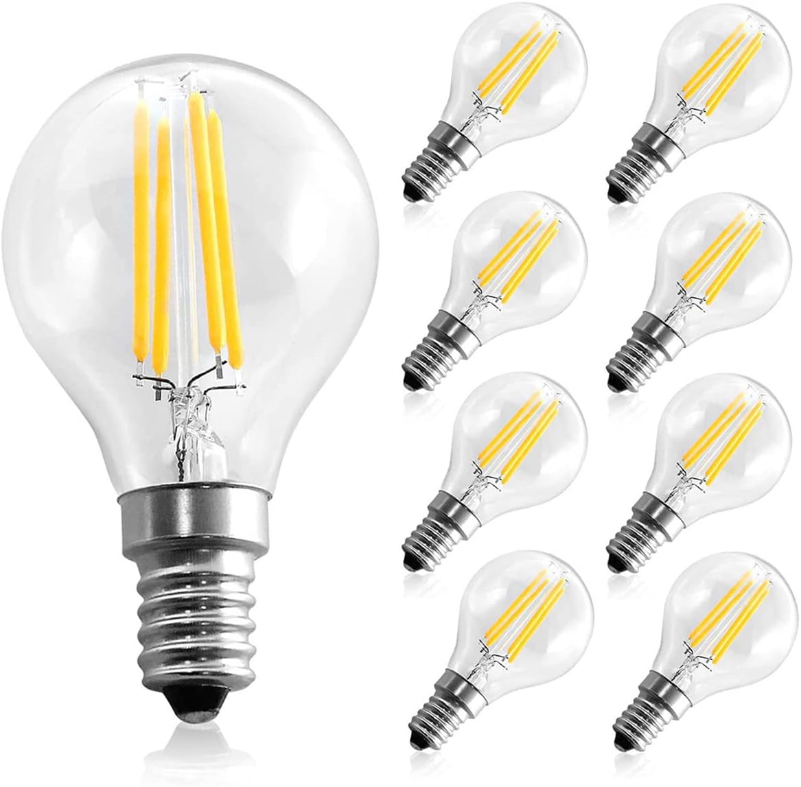 G45 E12 Candelabra LED Light Bulbs, 4W(40W Equivalent), 2700K Warm White, 320 Lumens, Decorative G45 LED Globe Bulbs, Non-Dimmable, Chandelier Edison Light Bulb, 8 Pack